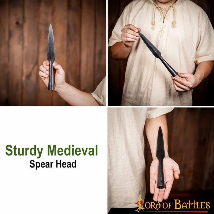 Early medieval spearhead with shoulders, bronzed, semi-sharp