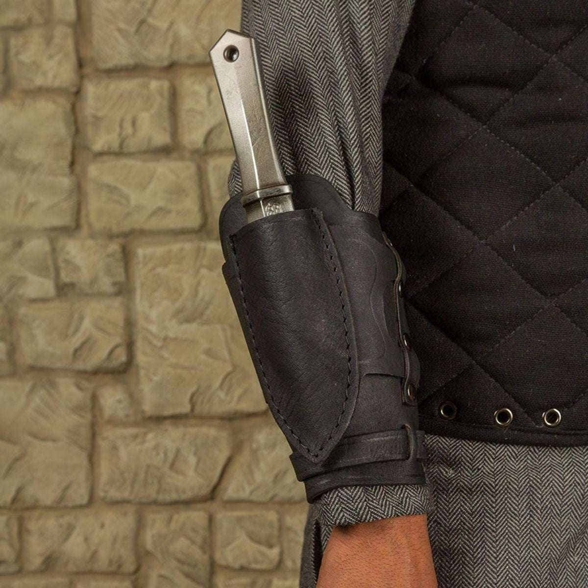 Bracer Geralt for throwing knives, forearm guard, black, right