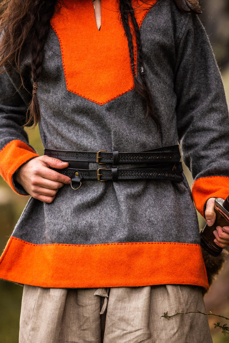 Cinturón vikingo doble Floki, negro