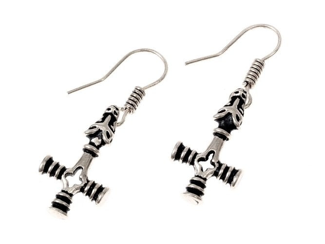 Earrings Icelandic Thor's Hammer, Silvered Bronze