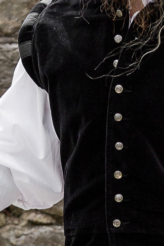 Velvet doublet with metal buttons, black