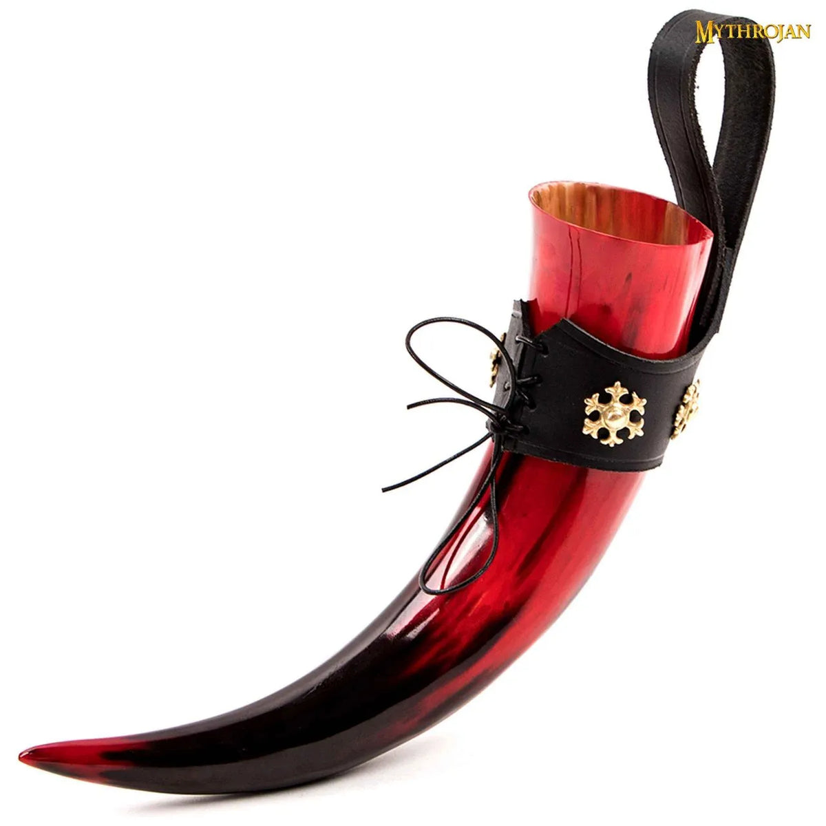 Devilish drinking horn with luxurious drinking horn holder, 300-500 ml