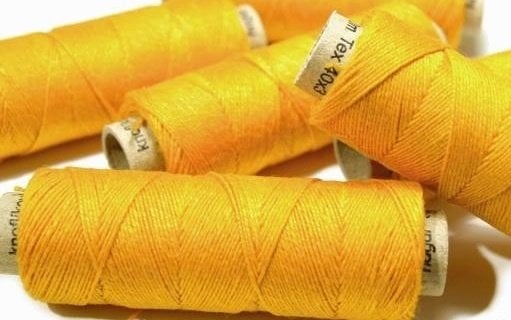 Linen yarn yellow, 50 m