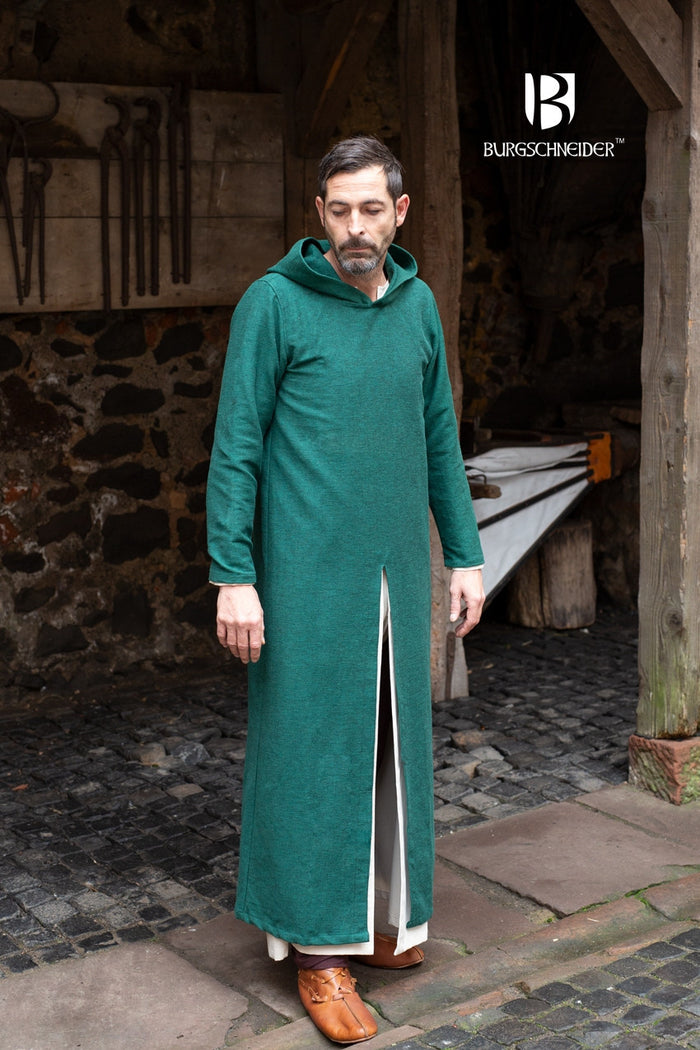 High-medieval tunicella with hood Renaud, green