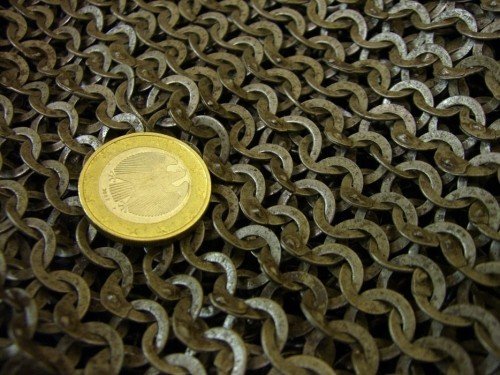 Hauberk, mixed, flat rings, round rivets 8 mm