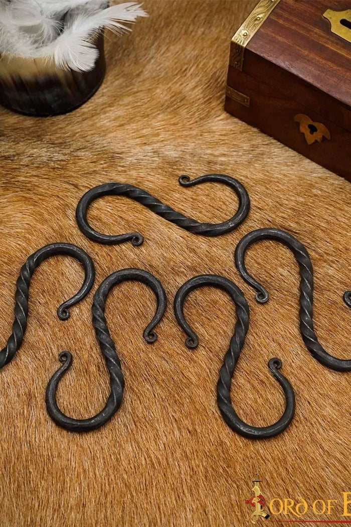 Hand-forged S-hooks set of 5 pieces