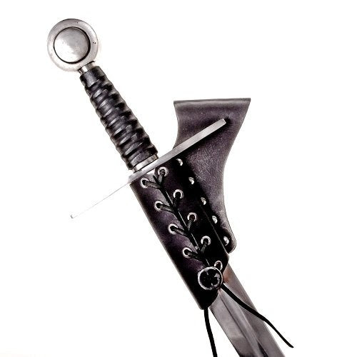 Leather sword holder with laces, black