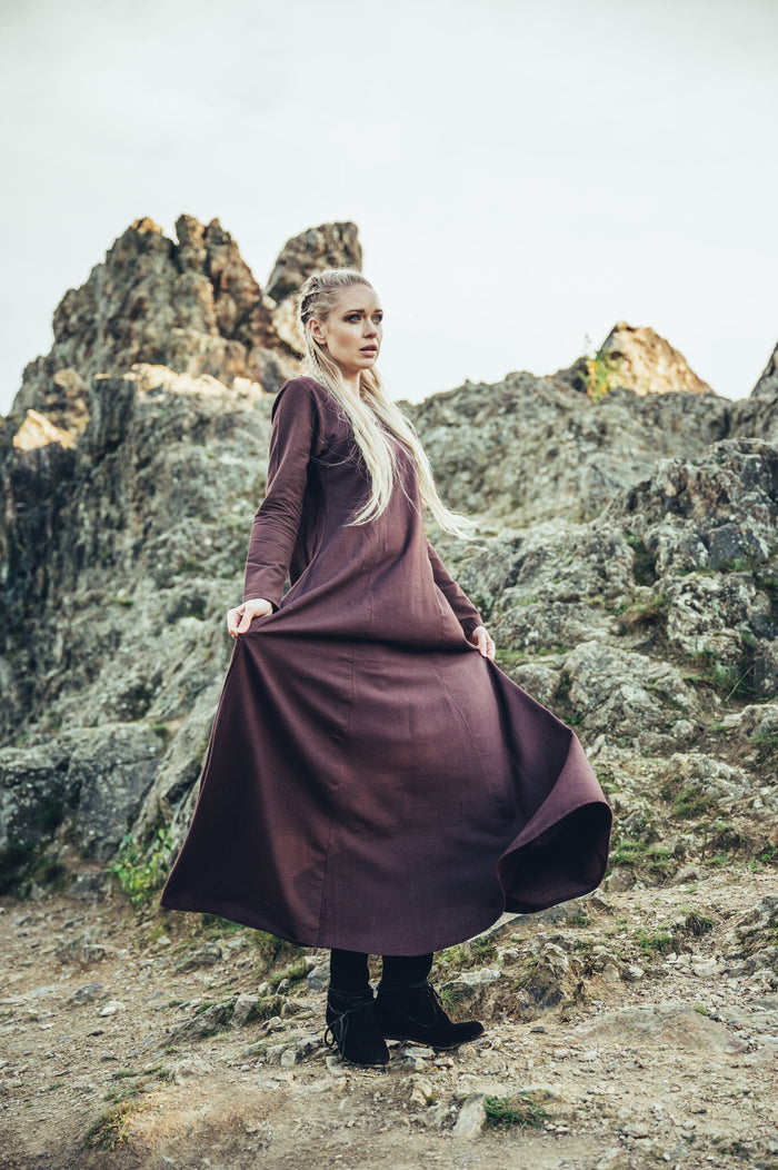Viking dress Lina, dark brown