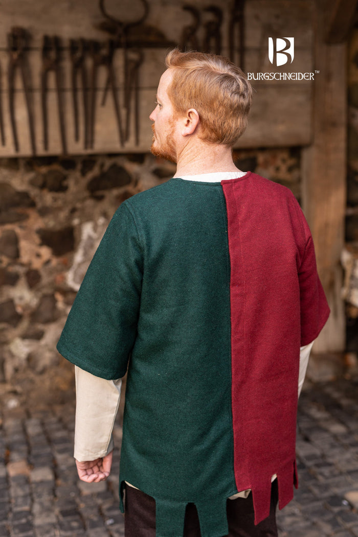 Surcoat Aleran, left, green, wool mix