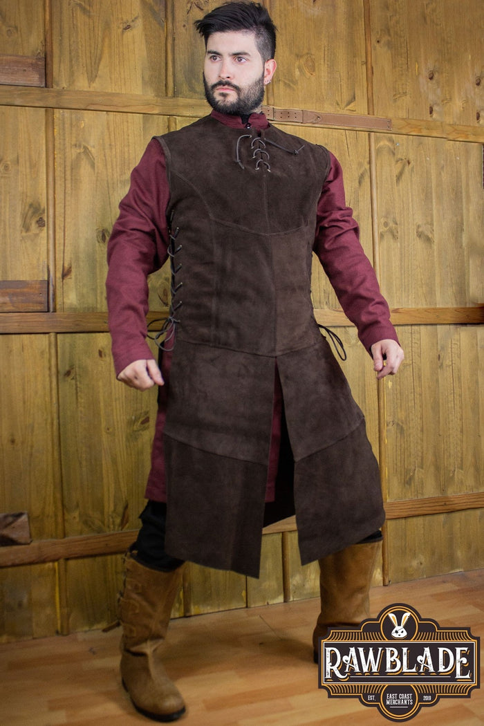 Split leather tabard John, brown