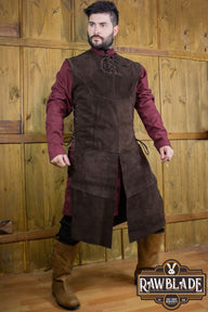 Split leather tabard John, brown