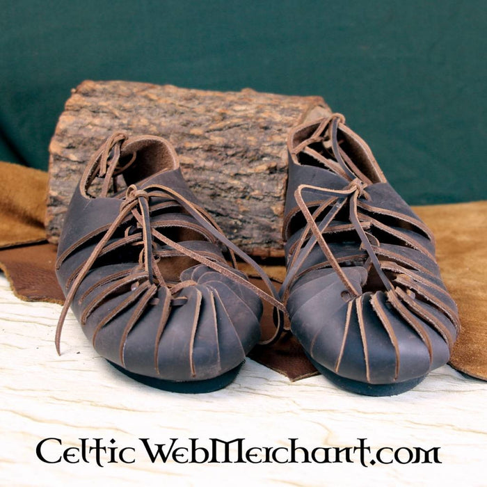 Leather sandals, Iron Age, brown