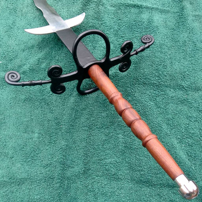 Flamberge with wooden grip, semi-sharp