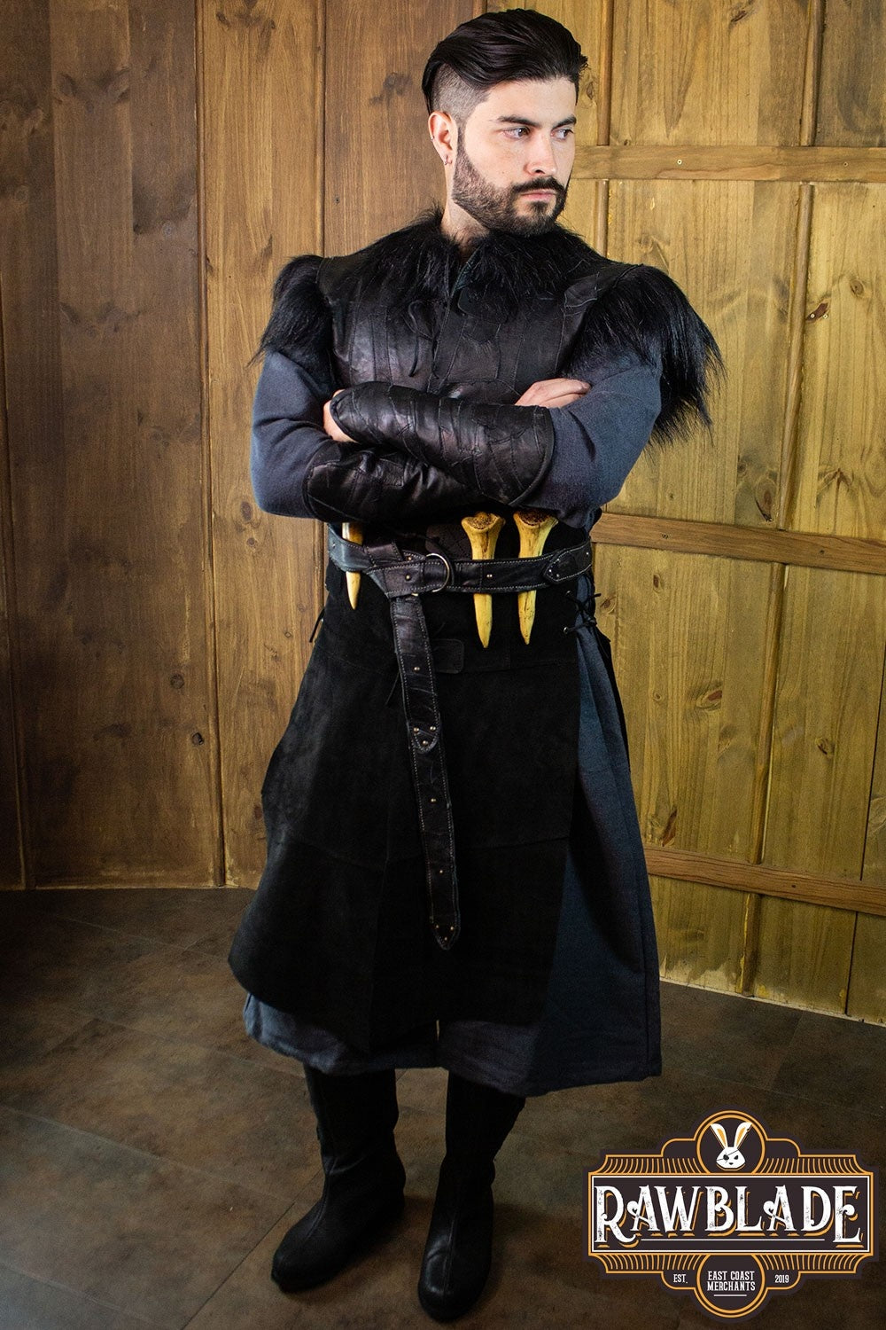 Raven Leather Jerkin, black