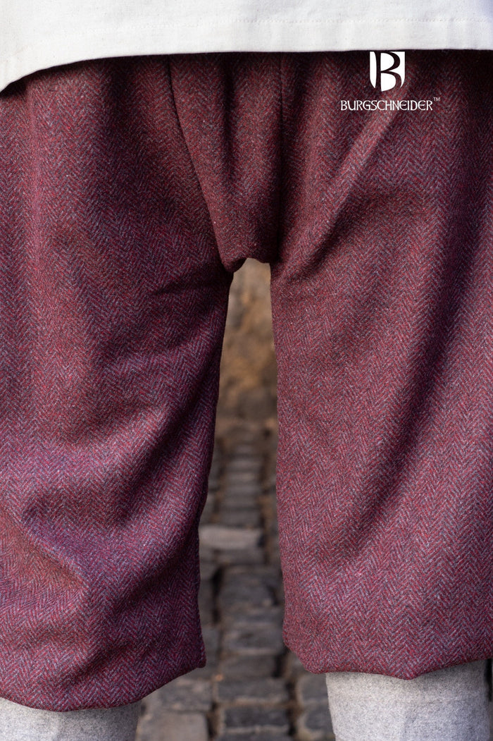 Viking trousers Tilda, herringbone pattern, wool blend, burgundy red