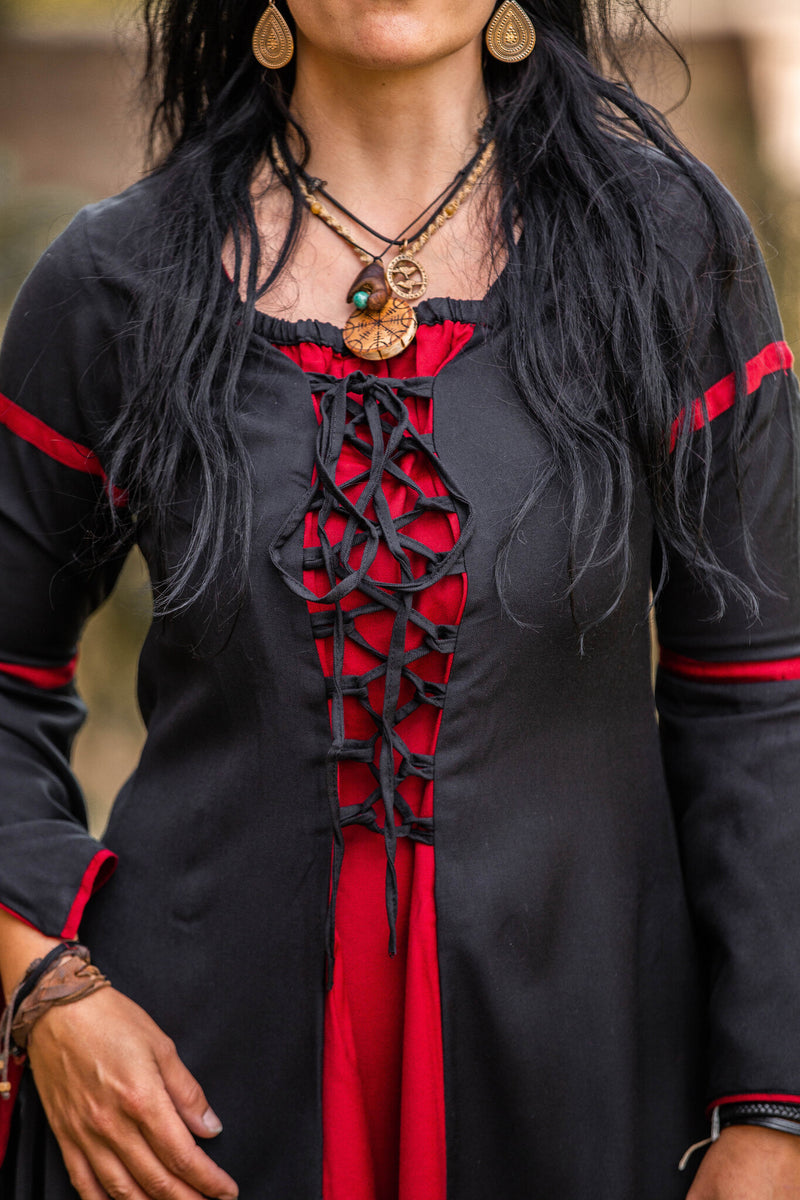 Jurk Eleanora rood-zwart