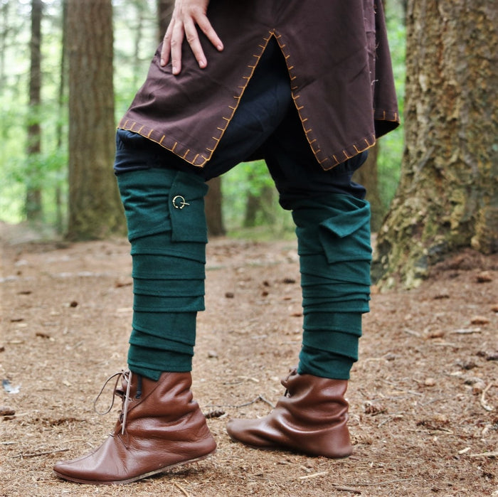 Leg wrappings Hredulf, green, wool mix