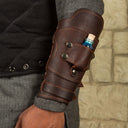 Bracer Geralt for vials, forearm guard, brown, left