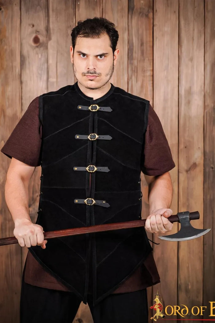 Leather jerkin Belon, black
