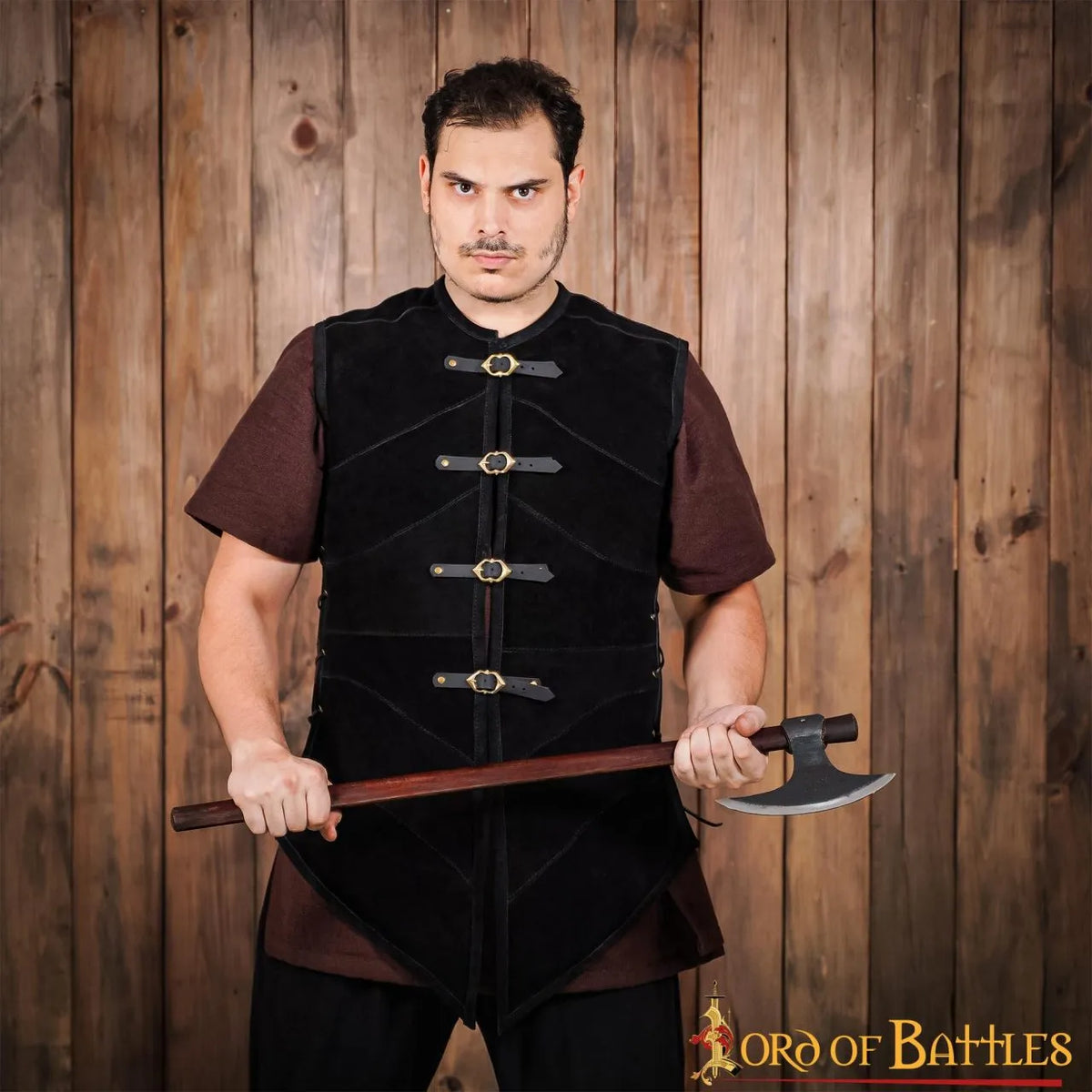 Leather jerkin Belon, black