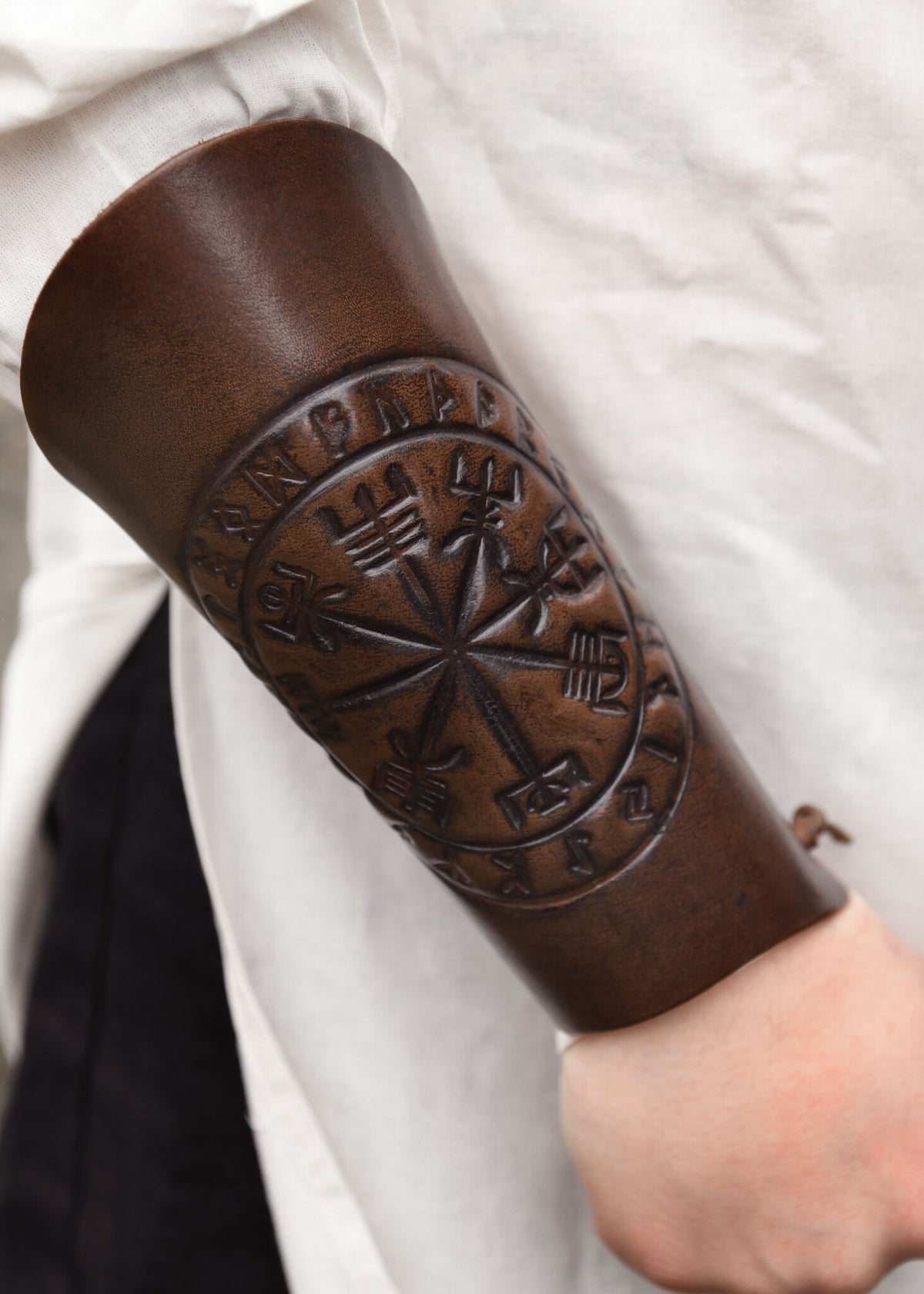 Vegvisir leather bracers, underarm guards