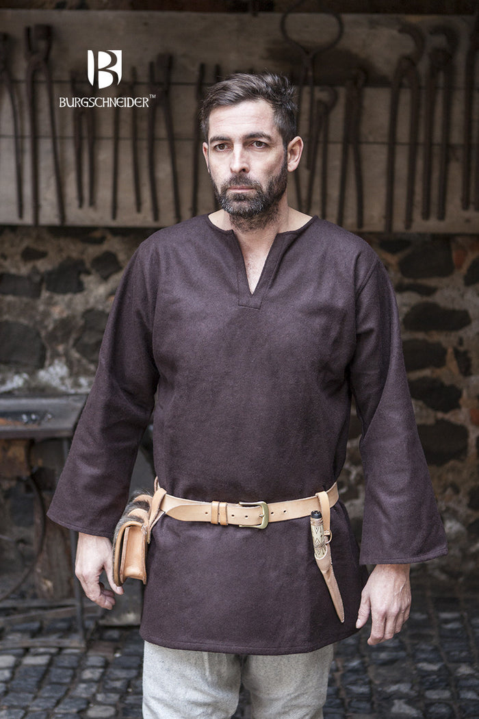 Viking Tunic Login, brown, wool blend