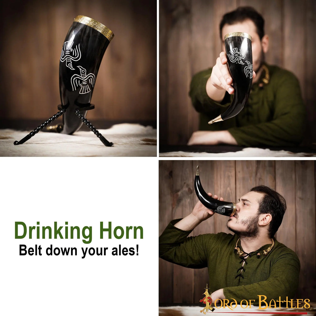 Engraved Odin drinking horn, 300-500 ml