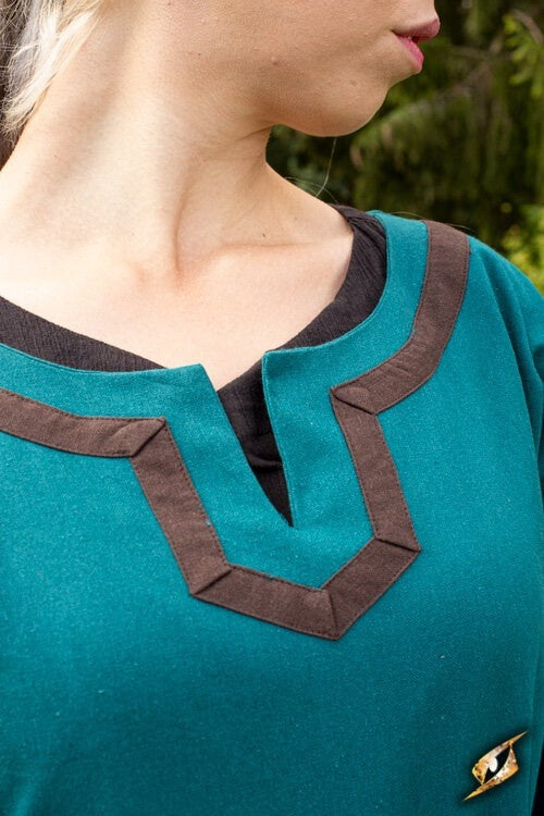 Abito vichingo Astrid, azzurro-marrone