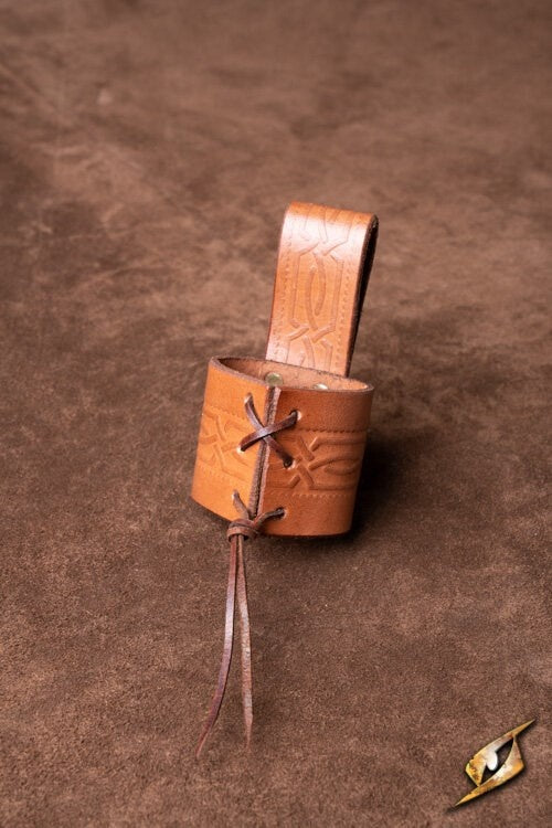 Leather drinking horn holder Edda, brown