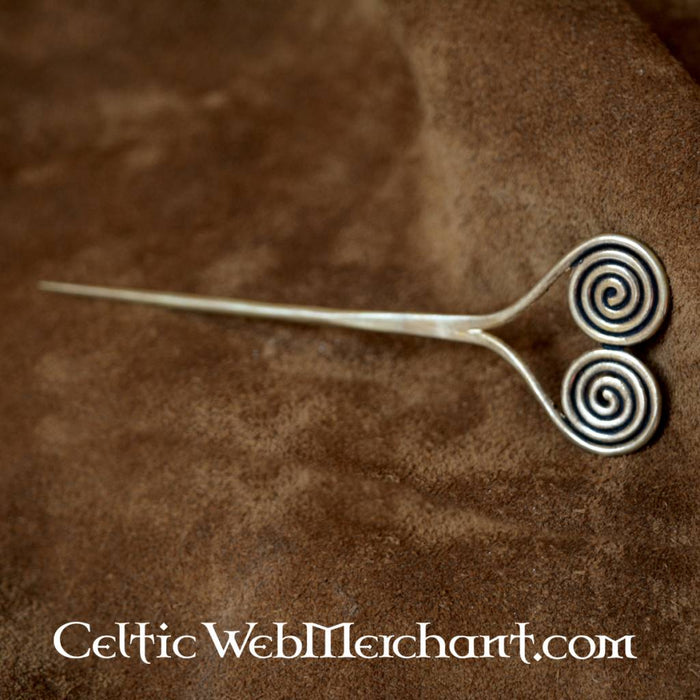 Bronze Age hairpin with spirals, bronze