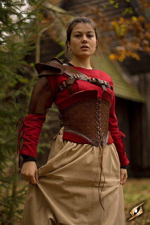 Leather shoulder armour, brown