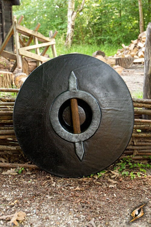 LARP round shield, green-wood 70 cm