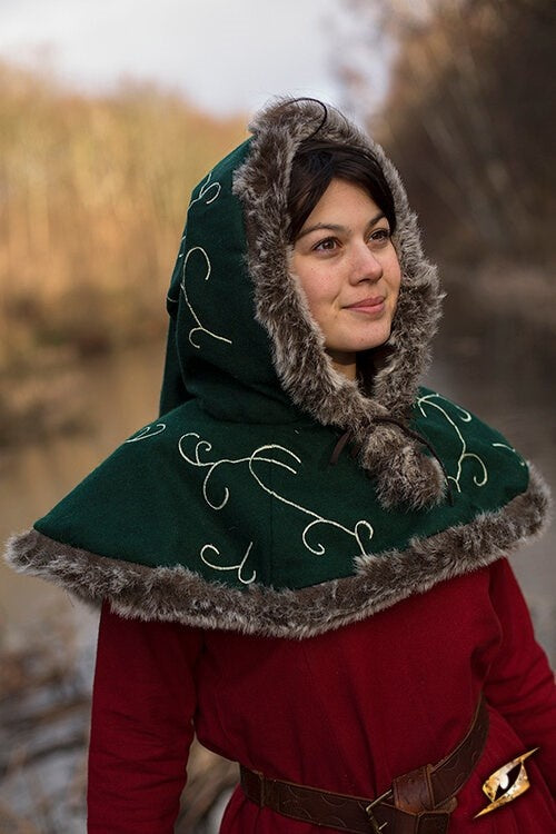 Fur hood Gisla, green