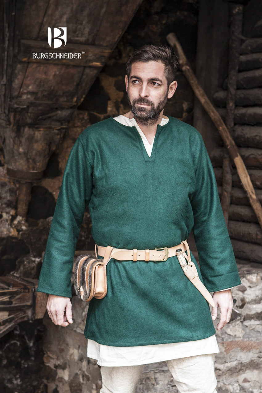 Viking tunic Lodin, green, wool blend