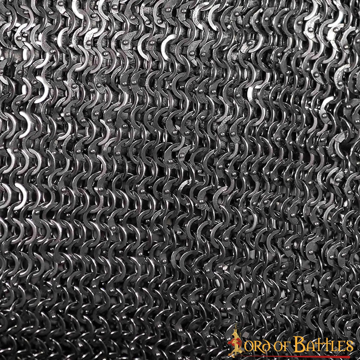 Hauberk with split, flat rings, round rivets 9 mm
