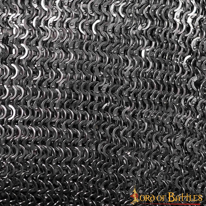 Hauberk with split, flat rings, round rivets 9 mm