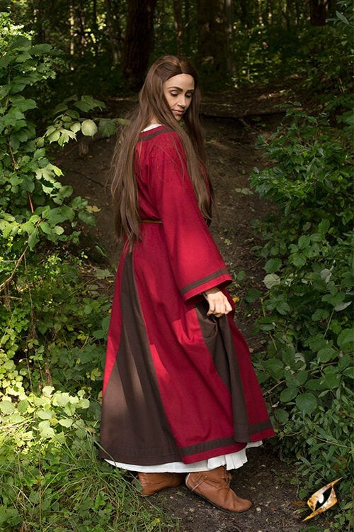 Viking dress Astrid, red/brown