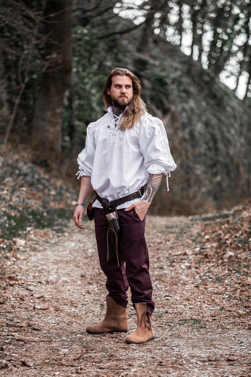 Koszula piracka z wiązaniem, biała 