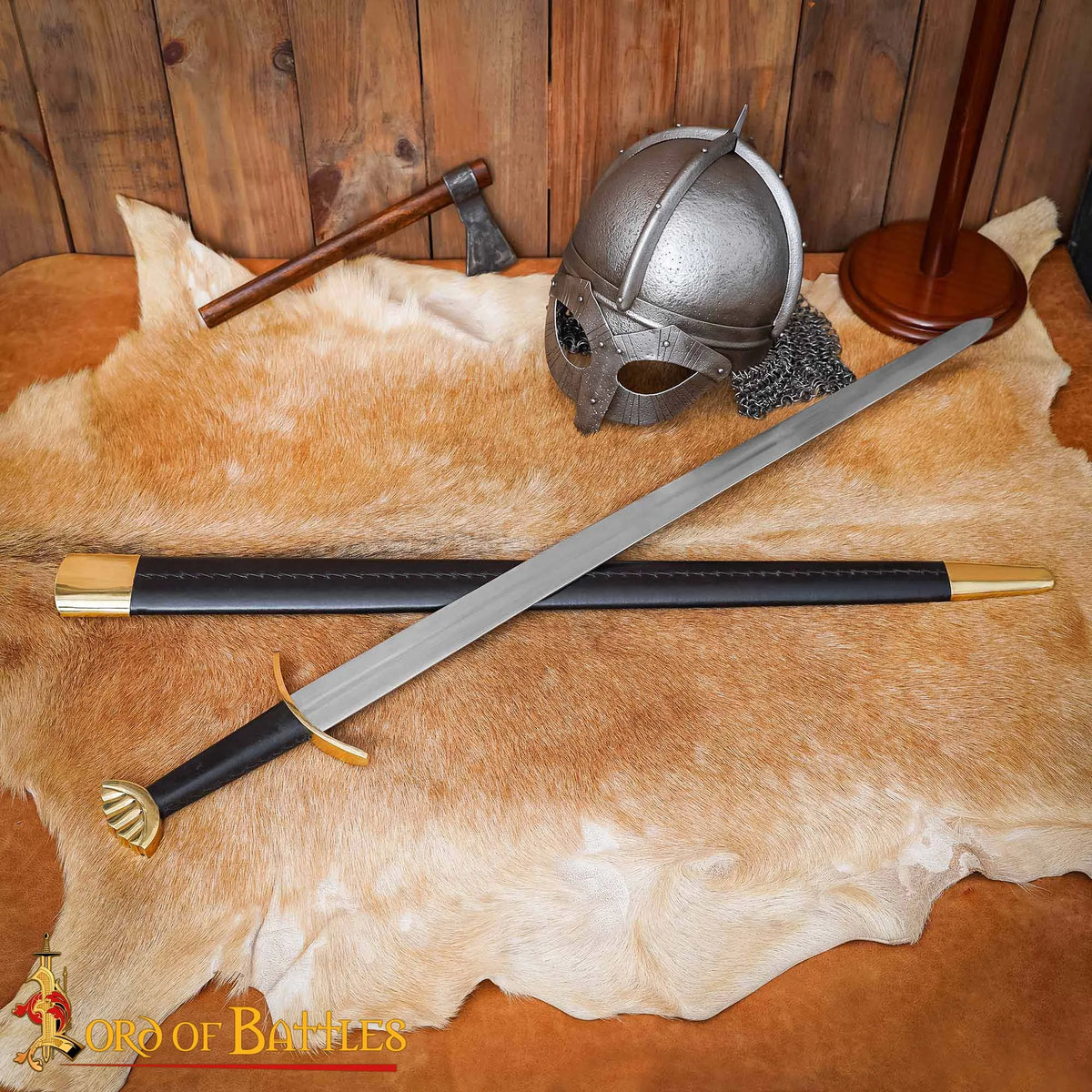 Viking sword Ubbe with scabbard, semi-sharp