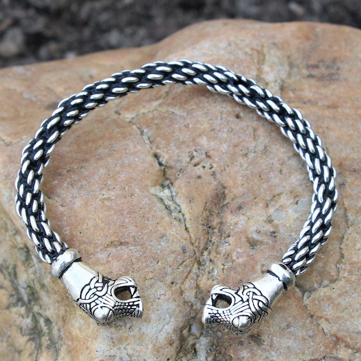 Oseberg Viking bracelet L, silvered bronze