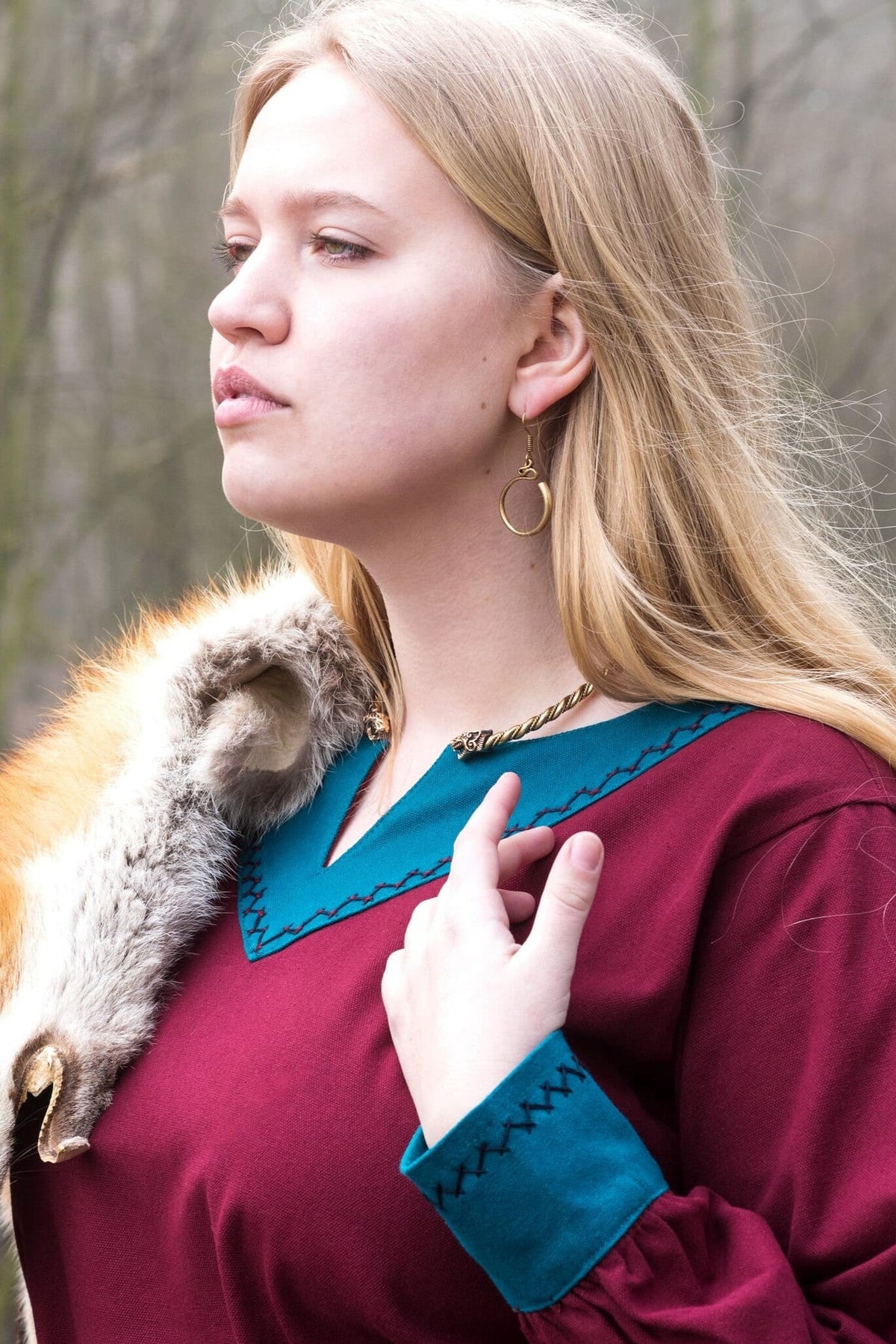 Viking Dress Jona, red/blue