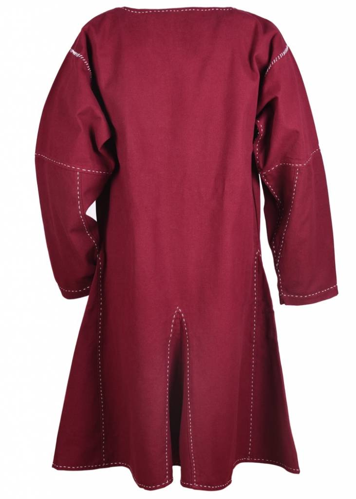Medieval tunic Kragelund hand-stitched finish, bordeaux red