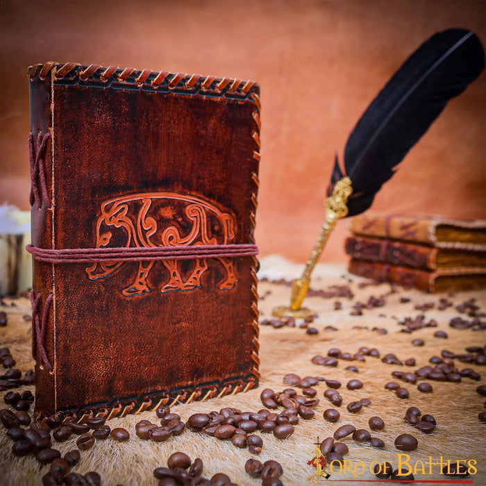 Leather journal Celtic boar