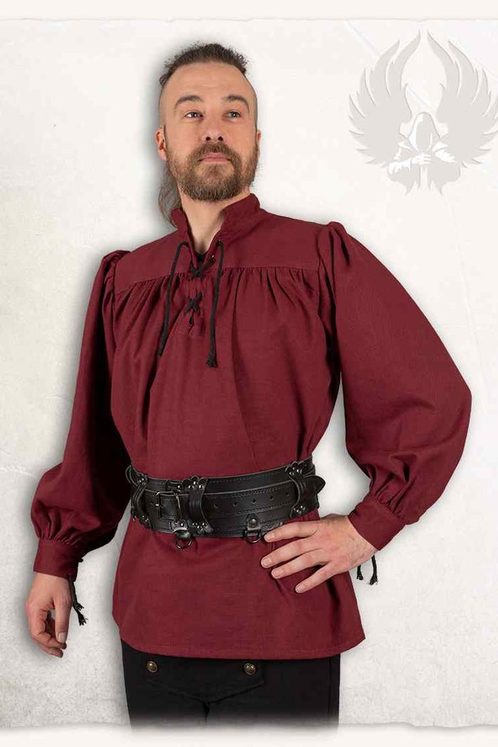 Medieval shirt Ansgar, burgundy red