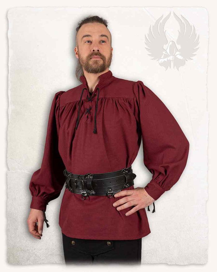 Medieval shirt Ansgar, burgundy red