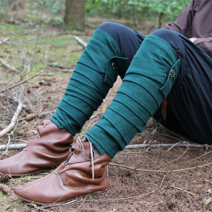 Leg wrappings Hredulf, green, wool mix