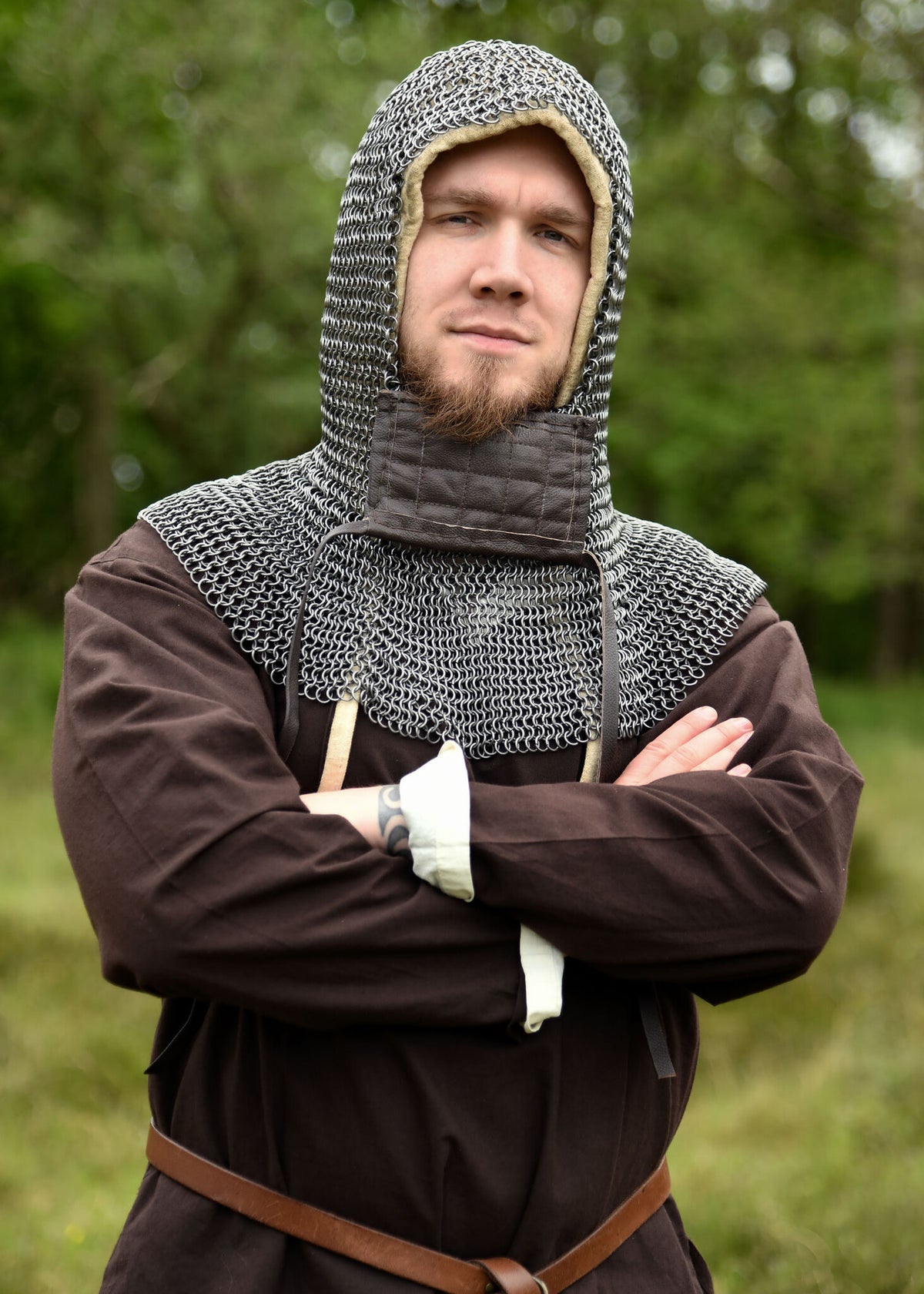 Chainmail coif with square ventail, untreated, 8 mm