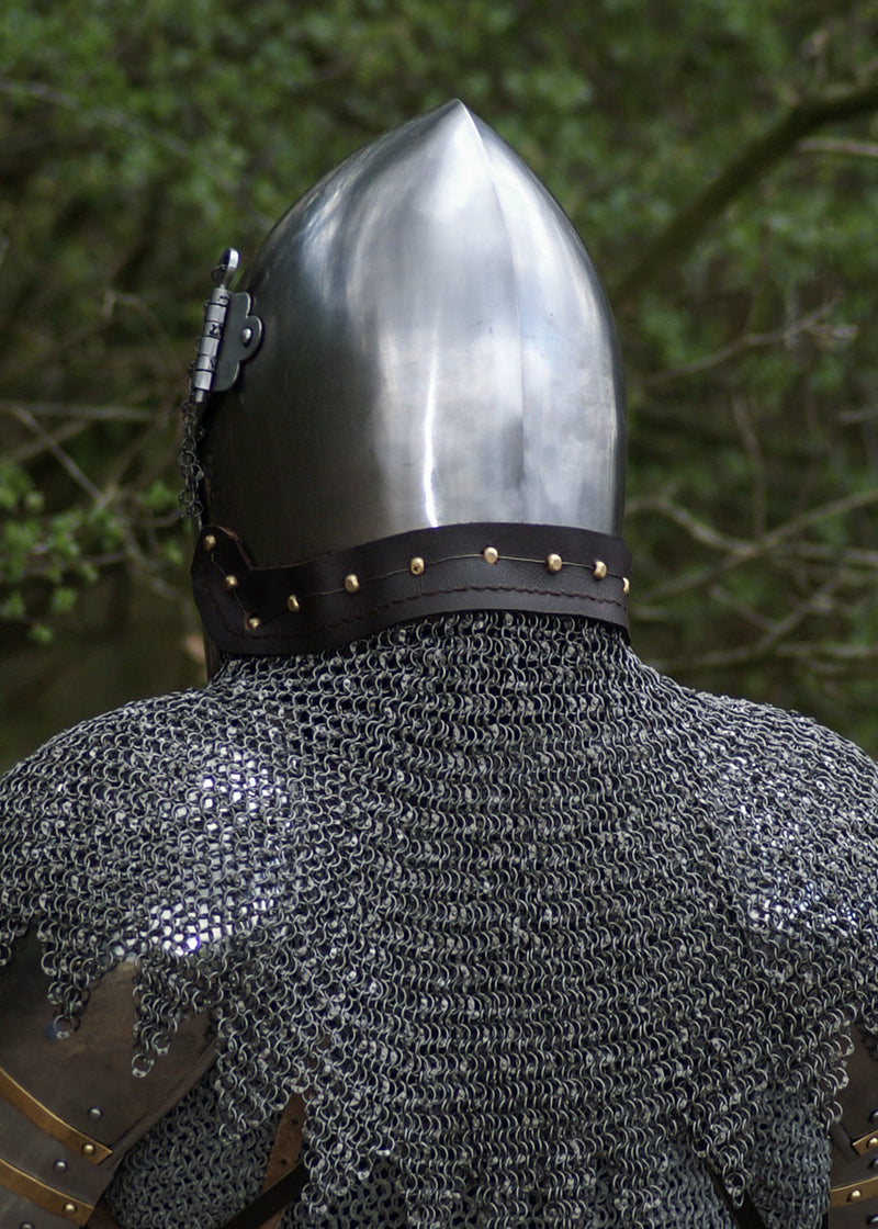 Camail, camail d'armure, non traité, anneaux plats - rivets ronds, 8 mm