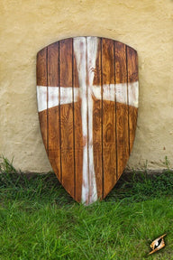 LARP kite shield wood with white cross