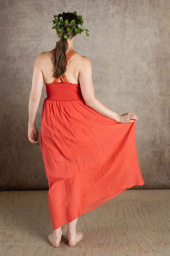 Goddess Dress Persephone, coral red